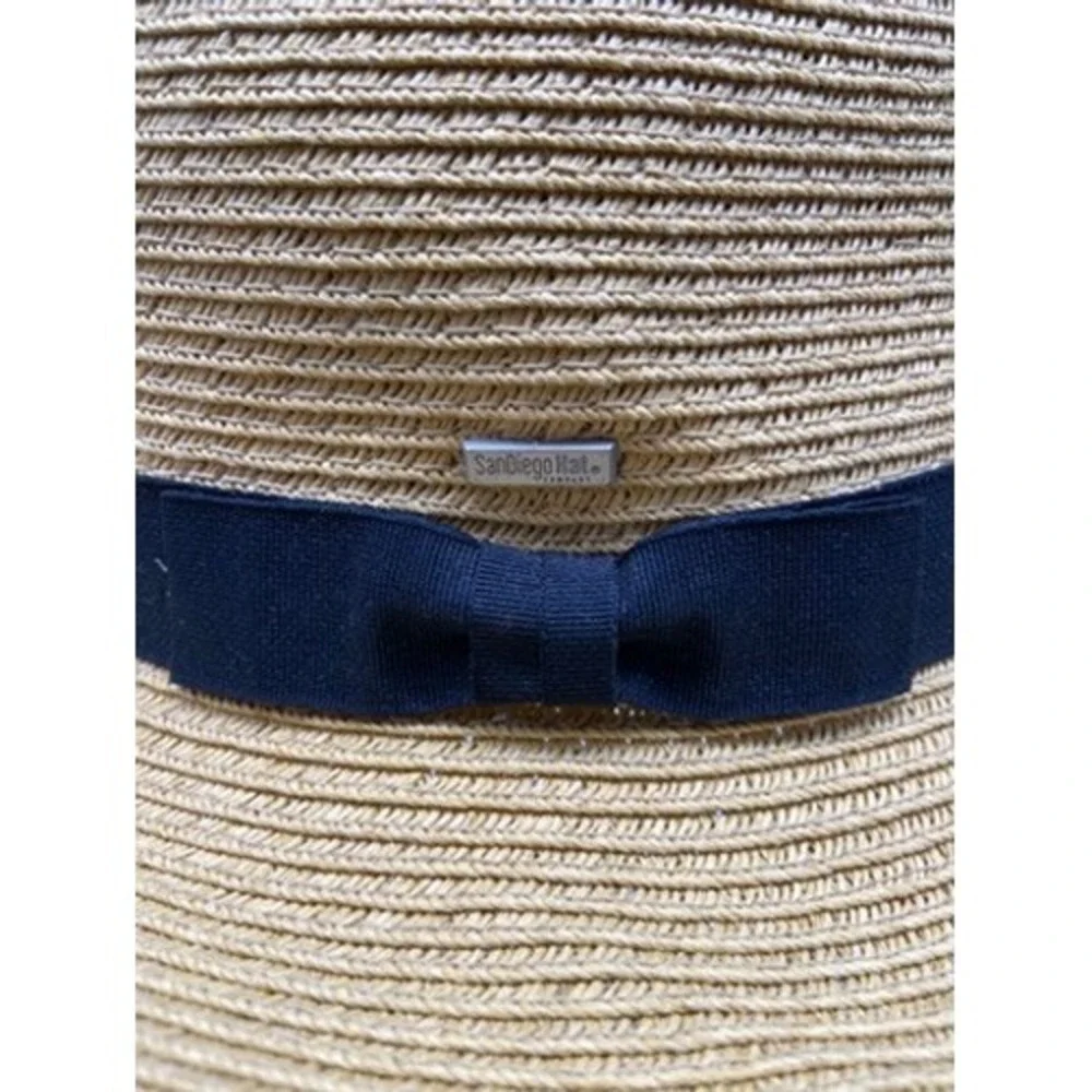 San Diego Hat Company Straw Cloche Hat Women OS Tan Black Bow Adjustable